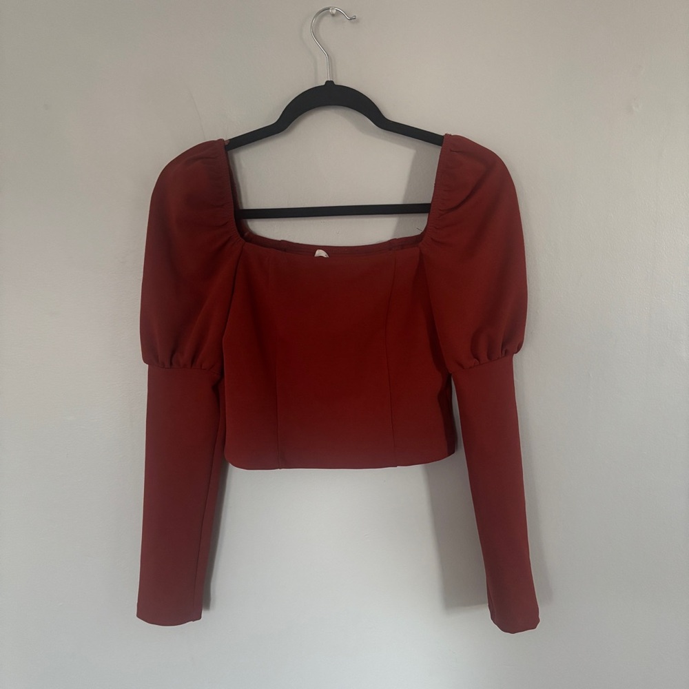 Idem Ditto Elegant Red Puff Sleeve Top